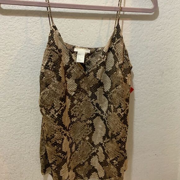 H&M V-neck Camisole Top - beige/snakeskin patterned - Picture 3 of 7